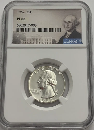 1952 NGC PF66 SILVER PROOF WASHINGTON QUARTER EXCELLENT EYE APPEAL 25c PORTRAIT