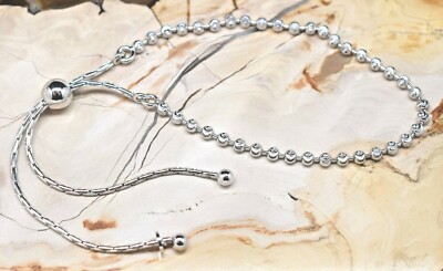 Verstellbares Bolo Mond Perlen Armband .925 Sterlingsilber 5'' bis 9,25''