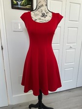 Guess Red Cap Sleeve Skater Dress size Small EUC