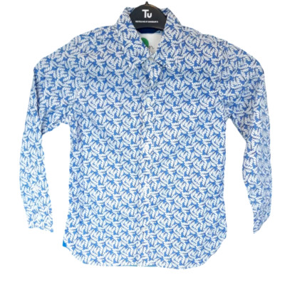 Boden Jungen Shirt Größe 7-8 Jahre blau gemustert Langarm Freizeit Oberteil Kinder