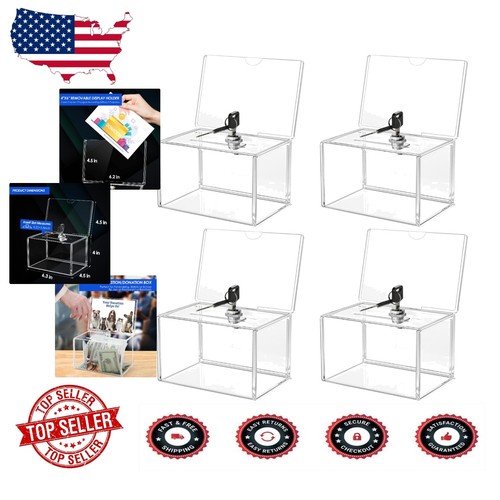 Transparent Acrylic Donation & Voting Box Set - Lockable and Durable Design