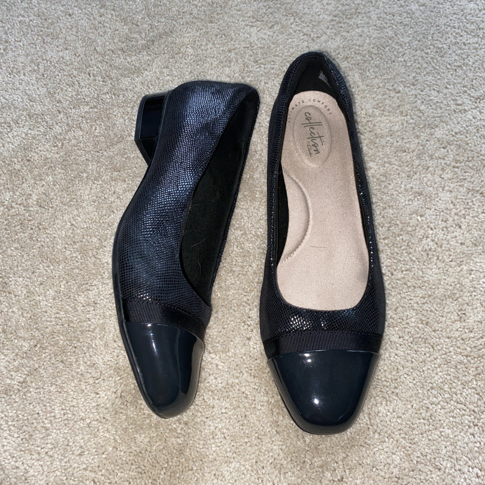 Clarks collection comfort slip on Black Dress Shoes Flats women’s size