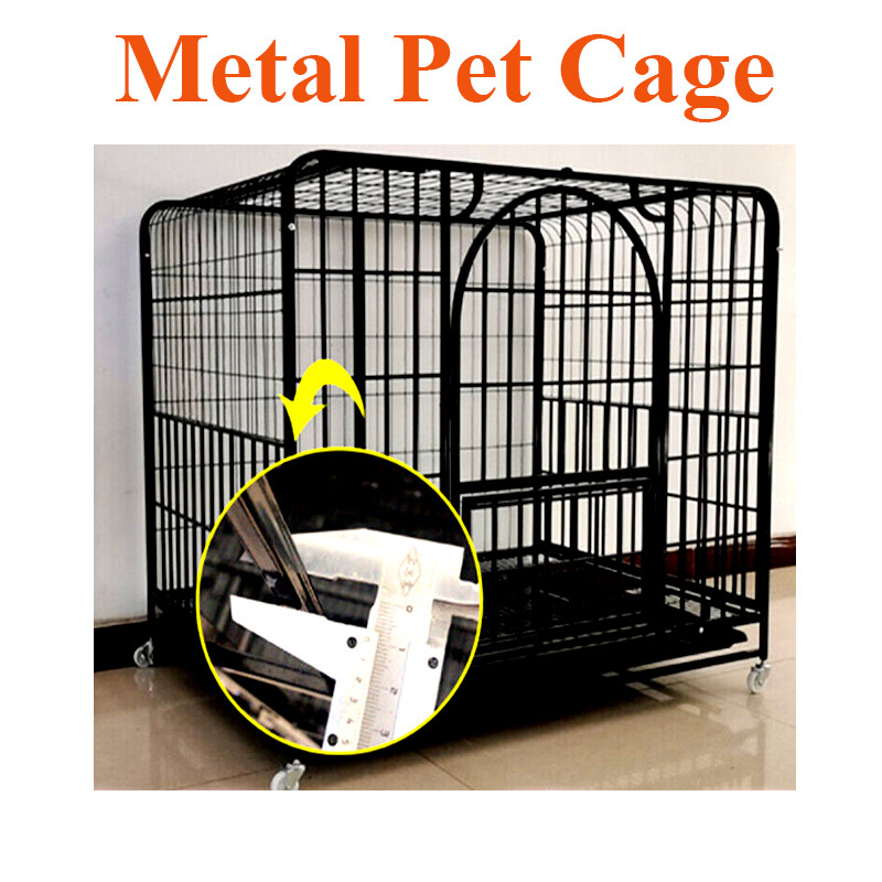 Heavy Duty Dog Cage Kennel Playpen Metal Pet Dog Crate Wheels & Tray eBay