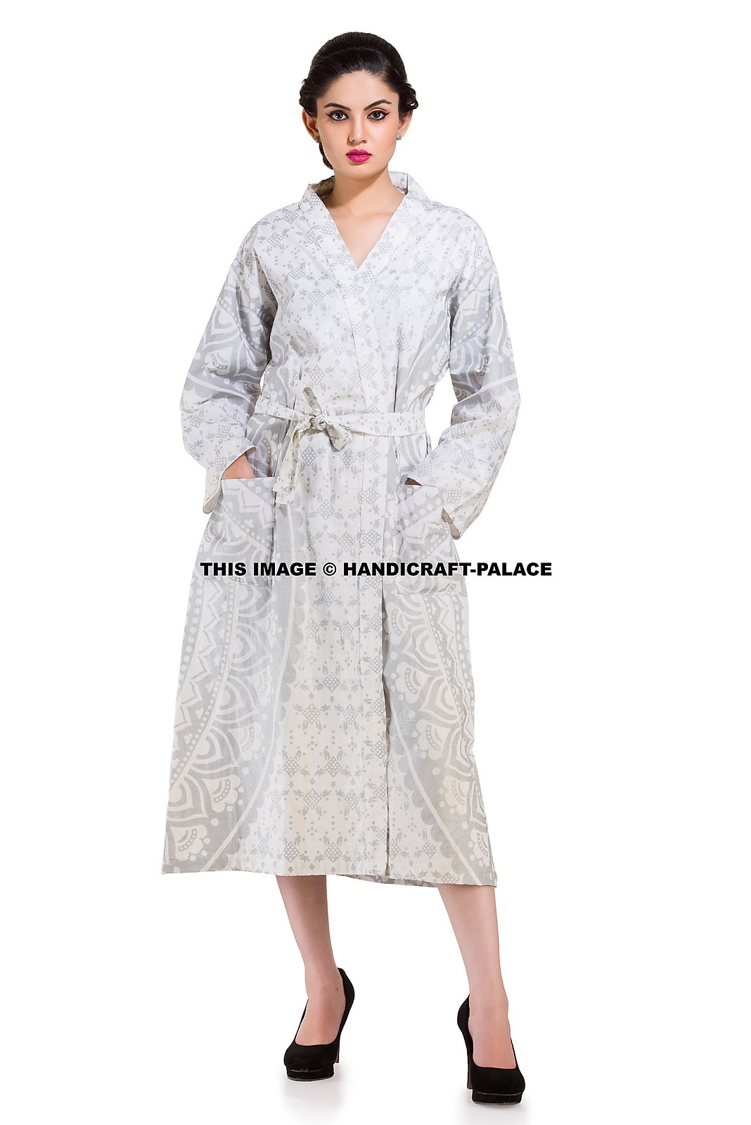 Indian Unisex Long Bath Robe Men Women Nightwear Ombre Gown Cotton ...