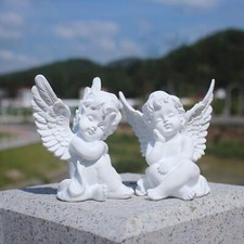 Set of 2 Cherubs Angels Resin Statue Figurine Indoor Home Decoration Adorable...