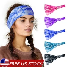 Women Yoga Sports Wide Headband Stretch Boho Hair Band Turban Headwrap Headwear