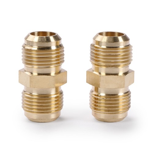 U.S. Solid Brass Pipe Flare Fitting Gas Connector 5/8" Male x 5/8" Male, 2pcs