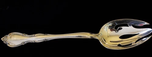 Vintage Sterling Silver Gorham 8.75" Pierced Serving Spoon Rose Tiara Pattern