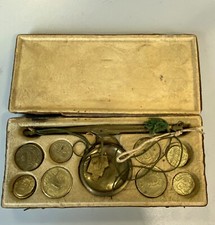 ANTICA BILANCIA 17 pesi MONETALI 1700 MONETE FRANCIA SPAGNA PARMA GENOVA sovrano