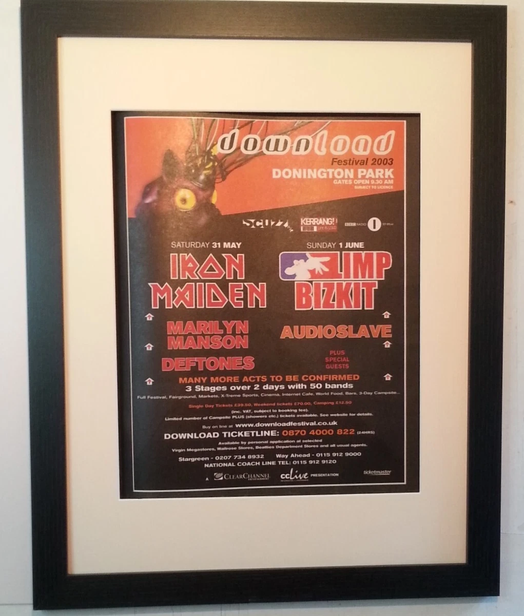 IRON MAIDEN*LIMP BIZKIT*Download*2003*ORIGINAL*POSTER*AD*FRAMED.
