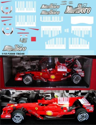 1/18 Decals for Ferrari F2008 F1 Red Barcode Kimi Massa TBD46 