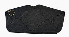 Vintage Black Clutch Purse Geometric Fabric Cocktail Party Eveningwear Zippered