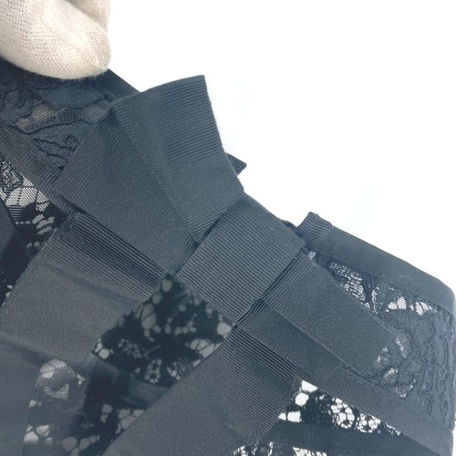VALENTINO Ribbon Lace Visor Hat Lace Embroidery Sun visor cotton / Rayon Black - Foto 9 di 9