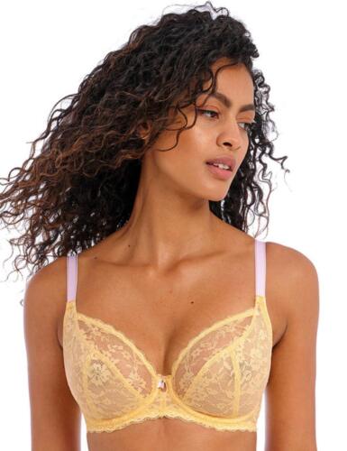 Freya Offbeat Plunge Bra 5452 Underwired Non-Padded Lace Bras Lemon Fizz - Picture 1 of 7