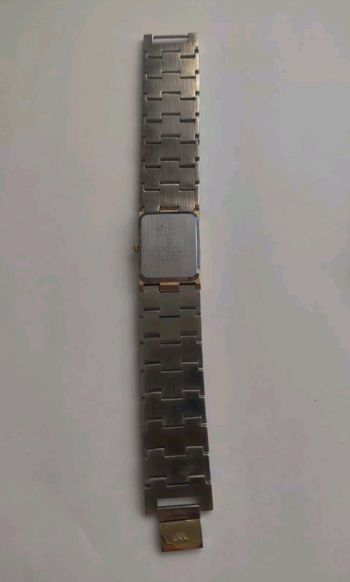 Vintage Waltham Watch XAX71 Diamond Gold Silver Tone Rectangular Dial Japan Vtg Waltham Watch XAX71 Men Gold Stainless Steel Rectangular  main image 2