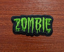 Zombie Slimy Green Text Goth Punk Emo Biker Embroidered Iron On Patch 3x1.5"