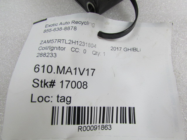 2014 Maserati Ghibli, Quattroporte, Ignition Coil, Used, P/N 288233