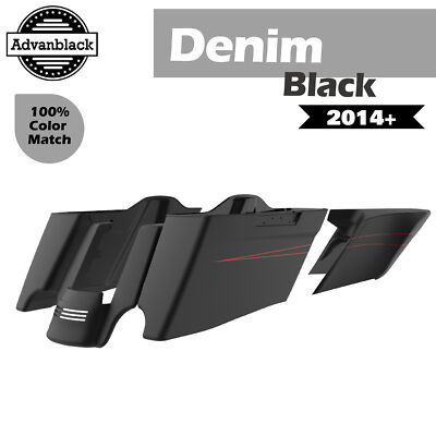 Denim Black CVO Tapered Extended Saddlebag Pinstripes For 14+ Harley Touring