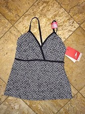 Speedo Tankini Swimsuit Top Women's Size 8 V-Neck Bead Batik Wrap Front NWT 50