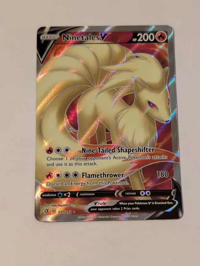 Ninetales V Rebel Clash 177/192 Near Mint Holo Full Art Ultra Rare Pokemon Tcg