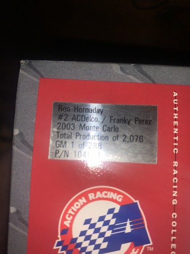 Ron Hornaday #2 AC-Delco Franky Perez 2003 Chevrolet Diecast Car 1:24 2,076 - Picture 15 of 15