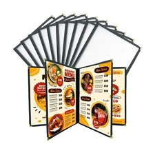 FLKQC Tech 10 Pack 8 View Restaurant Menu Covers/Fits 8 1/2" x 11" Paper (4 P...