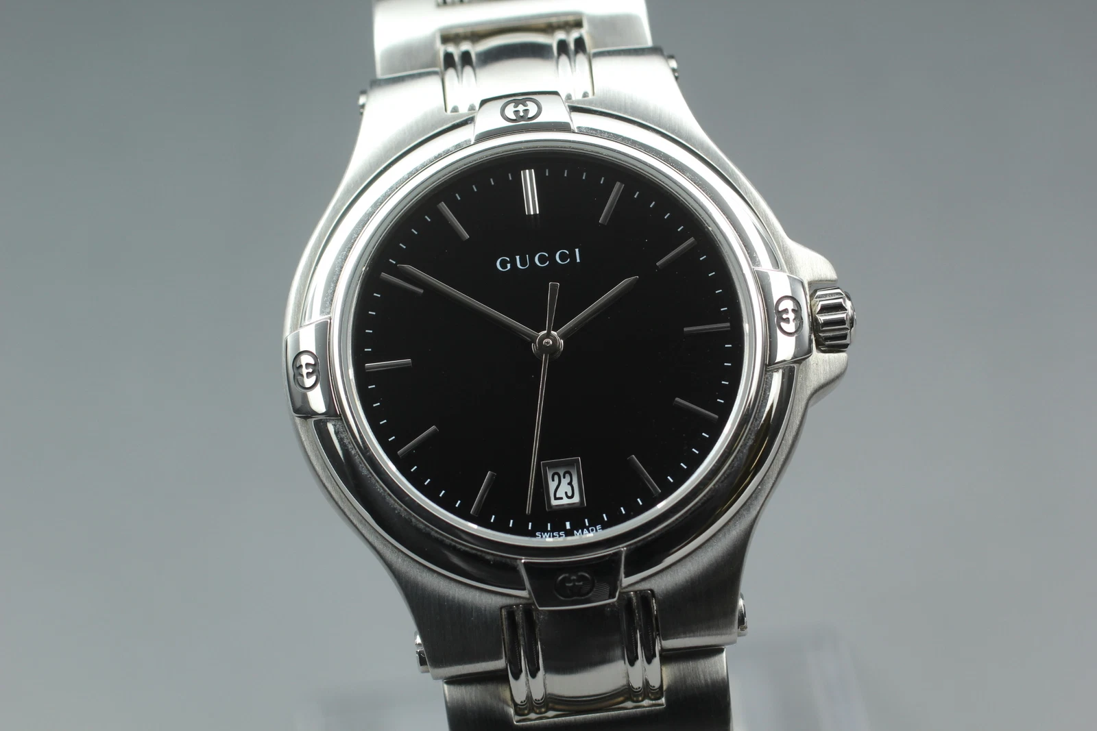 [OTTIME CONDIZIONI con scatola e carta] Gucci 9040M quadrante nero quarzo uomo dal GIAPPONE W608