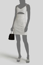 $551 Alice + Olivia Woman's White Sequined Cutout V-Neck Bodycon Dress Size 6