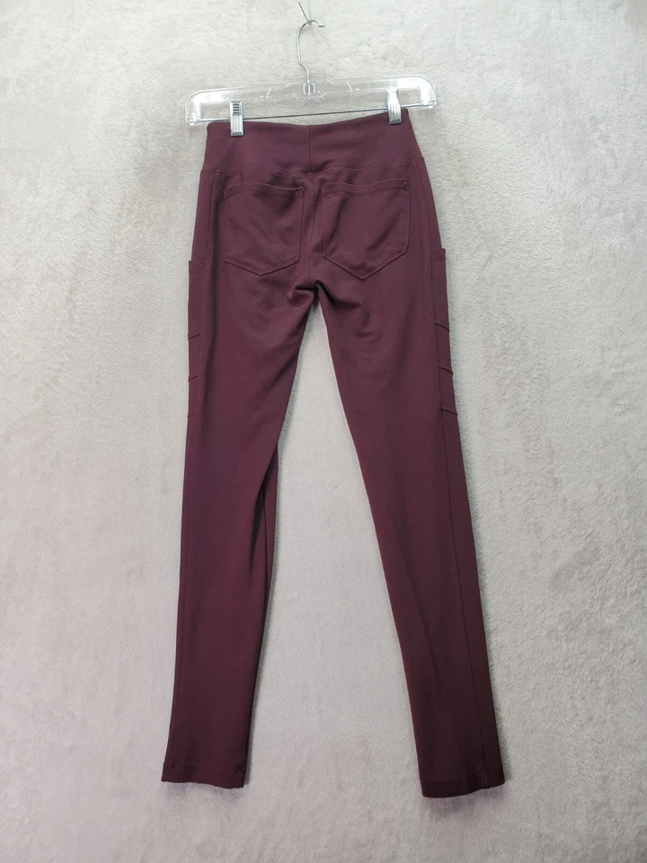 Legging Mudd Ponte para mujer XS borgoña rayón tiro alto bolsillos laterales ajustados Foto 2 de 4