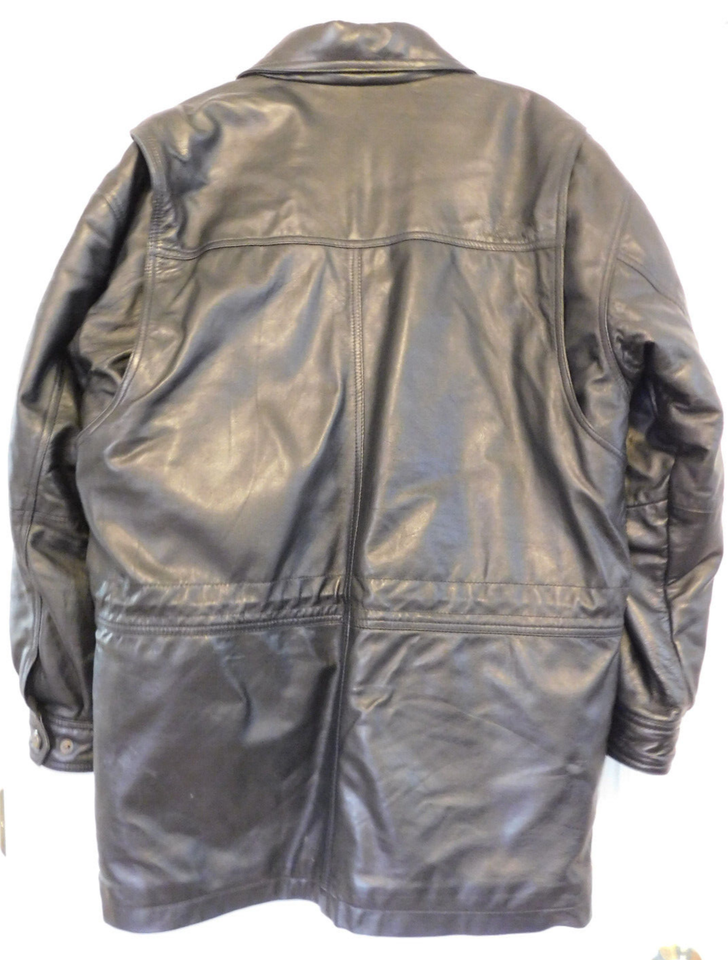 Jos A Bank Joe's Casual Black Leather Coat Jacket, Long, Lamb, Men's ...