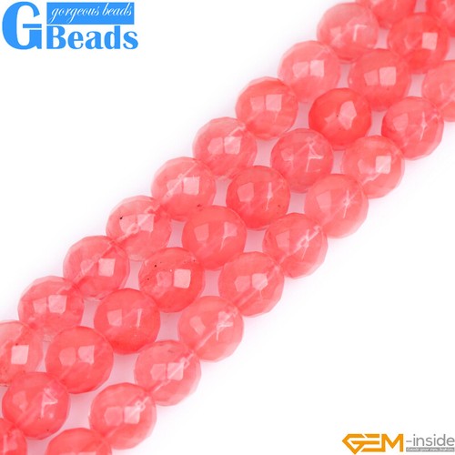 Red Watermelon Tourmaline Crystal Quartz Faceted Round Beads Free Shipping 15" - Picture 11 of 35