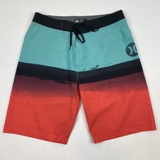 Hurley Boardshorts Mens 29 30x9.5 Blue Red Phantom Swim Board Shorts Surf Swim