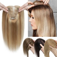 CLEARANCE Topper Hairpiece Clip In 100 Remy Human Hair Toupee Silk Base Women
