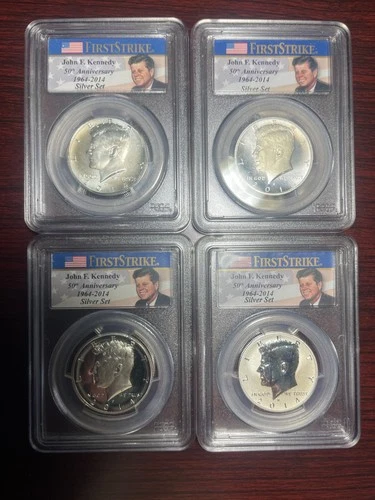 2014 W REVERSE PROOF SILVER KENNEDY 4 COIN PCGS PR70 MS70 50TH ANNIVERSARY SET -