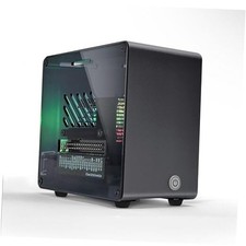 Raspberry Pi 5 Case, Aluminum Mini Tower Case with Cooling Fan and 2.Black