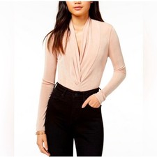 NWT ASTR The Label Champagne Shimmer V-Neck Bodysuit Size Medium
