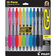 Retractable Gel Ink Pens, Bold Point, Assorted Colors, 10-Count Pack