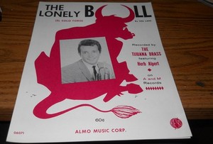 A&M Herb Alpert & TJB “ The Lonely Bull” Sheet Music 1962