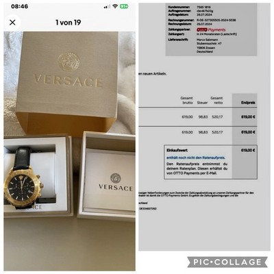 Orginal Versace Schweizer Chrono Signatur Uhr Neu OVP NP619  Lederarmband