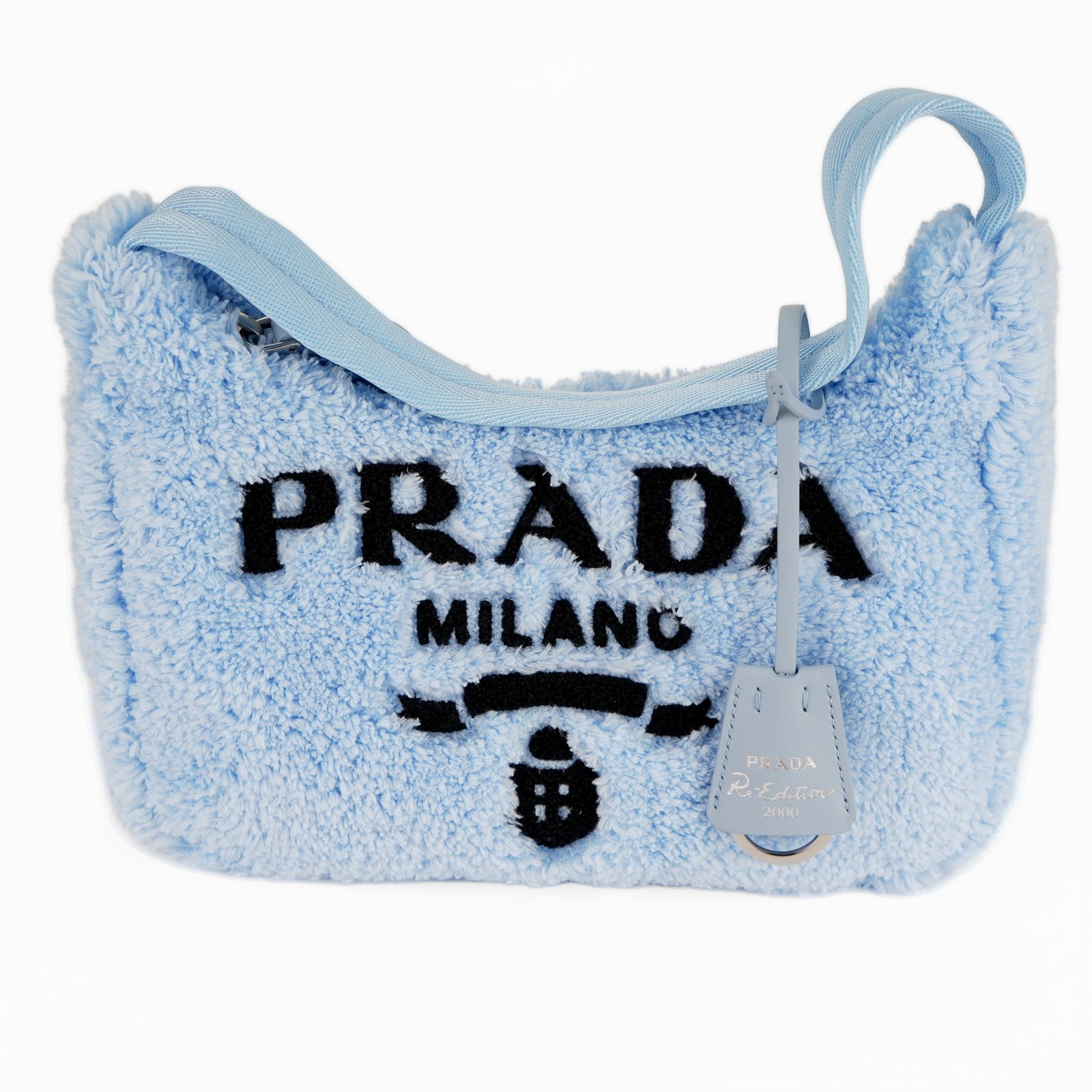 Prada Bolso bandolera de rizo Celeste Nero azul negro Mujer TU