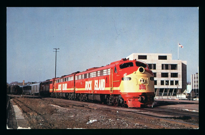 Postcard: Rock Island Railroad, "Quad Cities Rocket", Joliet, Illinois -A