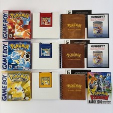 NICE! Pokemon RED BLUE YELLOW Authentic Complete CIB Box Nintendo GAMEBOY Lot