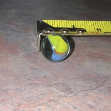 Cat's Eye Glass Marble Blue and Yellow Swirl Pattern Machine Made