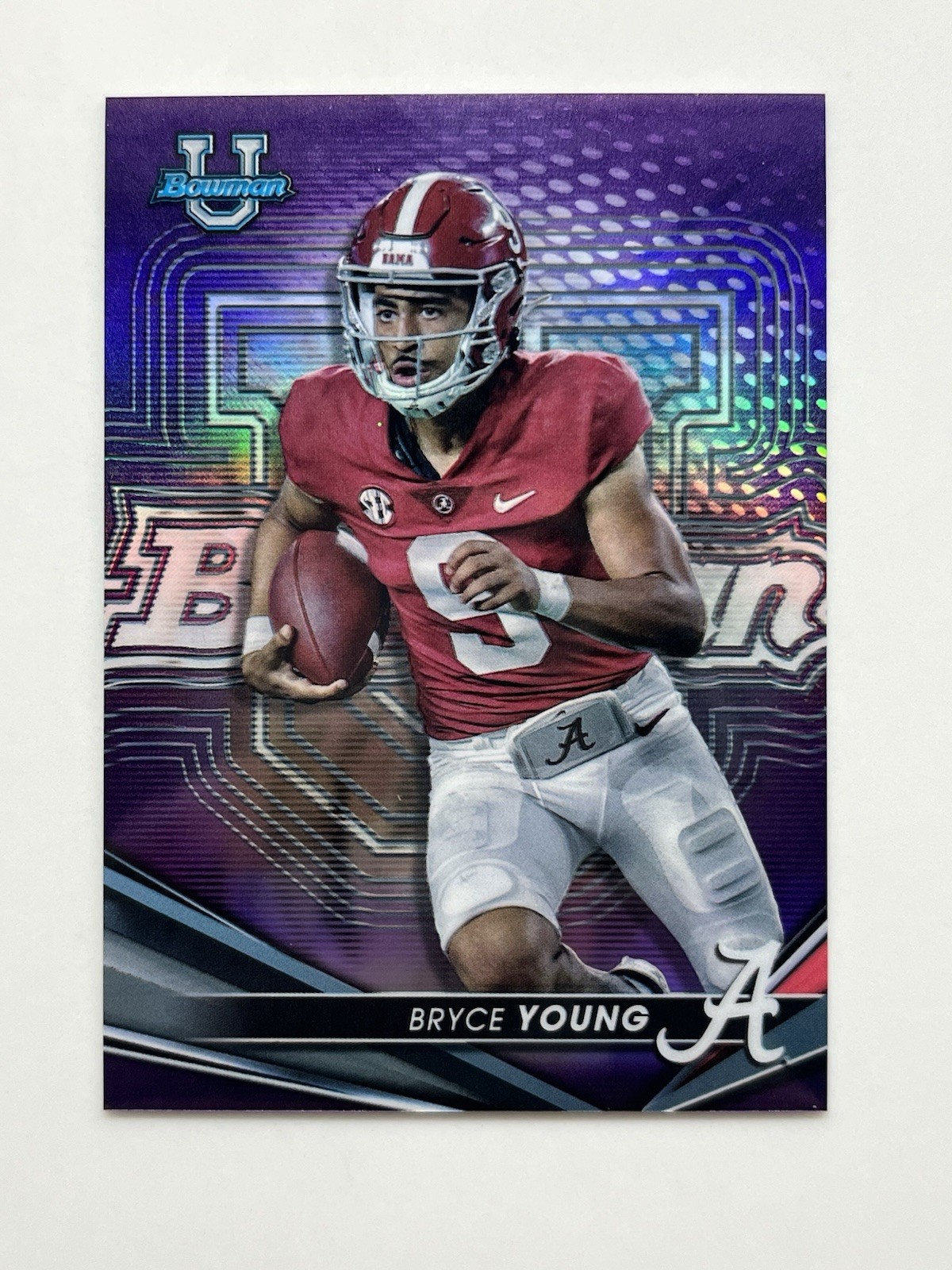 2022 Bowman U Best Purple #100 Bryce Young /250 Alabama & Carolina Panthers