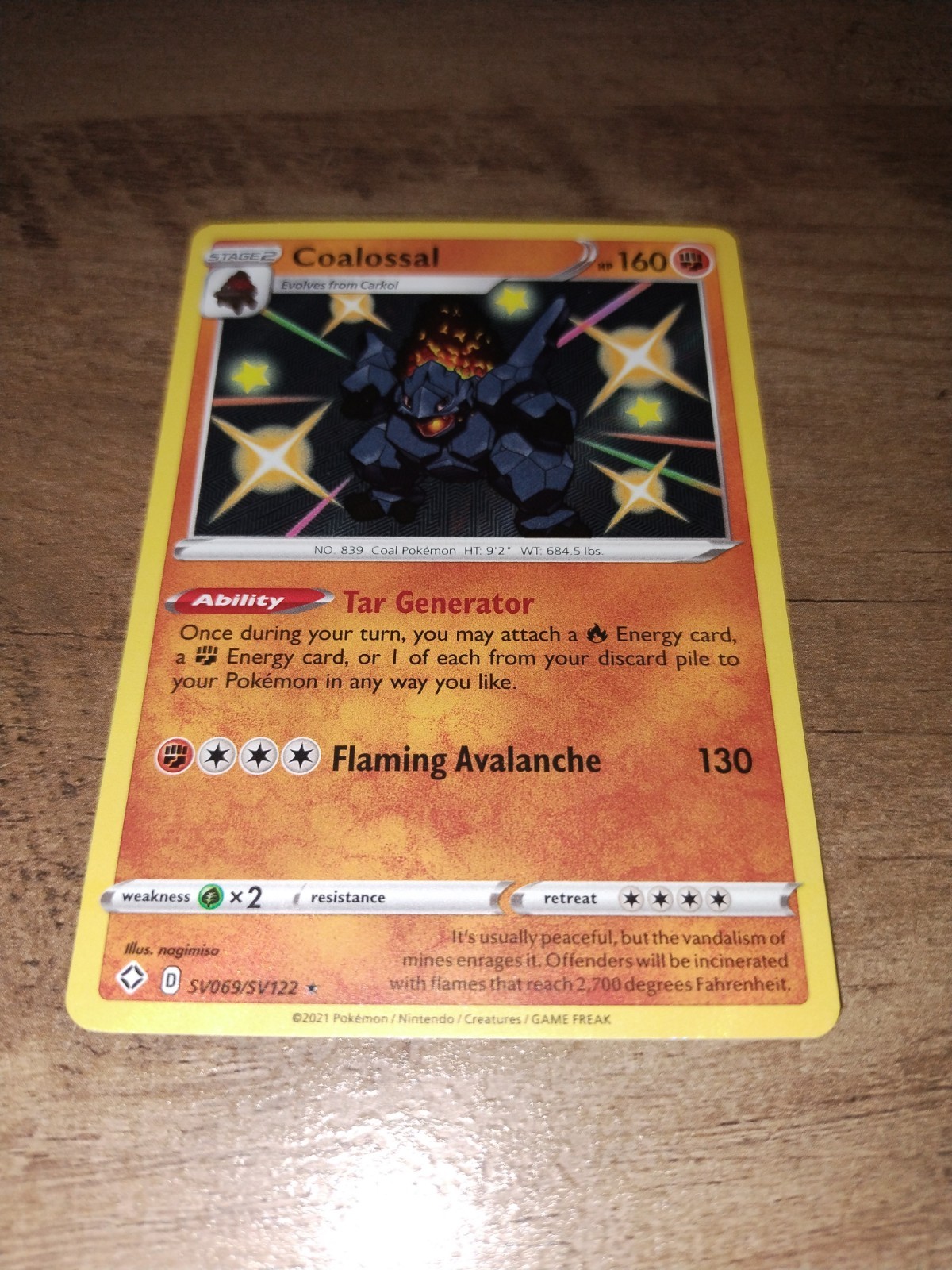 Coalossal SV069/SV122 Shining Fates: Shiny Vault Holo-NM