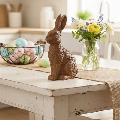 Primitive Spring Easter Resin Chocolate Bunny Large 8''