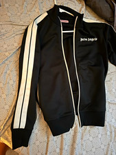 Palm Angels Men’s M Black/White Full Zip Track Jacket Logo Zipped Pockets