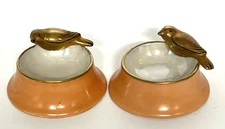 Vintage Lusterware Hand painted Open Salt Cellar with Bird Made in Japanese