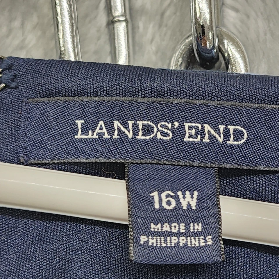 Lands End Dress Womens 16W Blue Polka Dot Short Sleeve Ponte Knit Sheath Stretch - Image 4 of 4