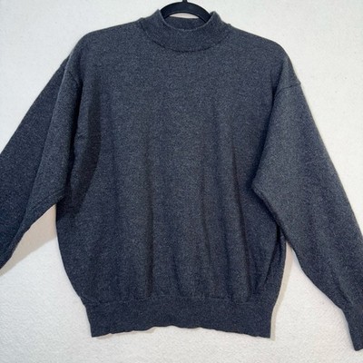 Evergreen Softwear E-Lux Extra Fine Merino Wool Gray Mock Neck Sweater Size Med